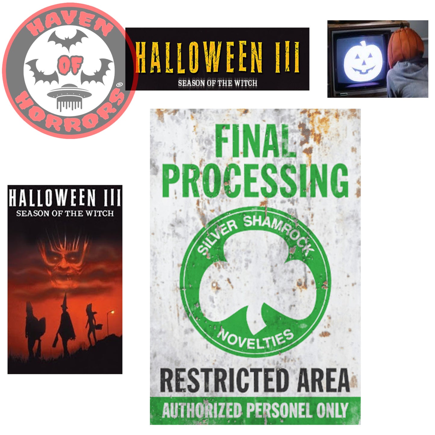 Halloween III Season of the Witch Silver Shamrock Processing Metal Sign