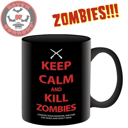 Zombies Keep Calm and Kill Zombies 12 oz. Black Mug