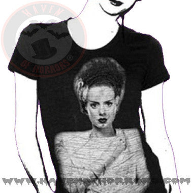 Universal Monsters Bride of Frankenstein Black & White Tee