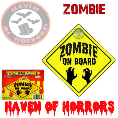 Zombie on Board Hanging Car Sign