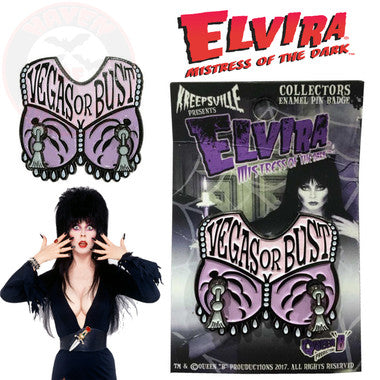Elvira Vegas Or Bust Spinner Enamel Pin