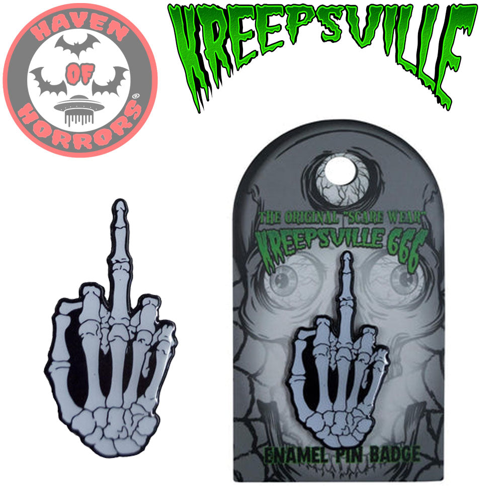 Skeleton Middle Finger Glow Enamel Pin Badge