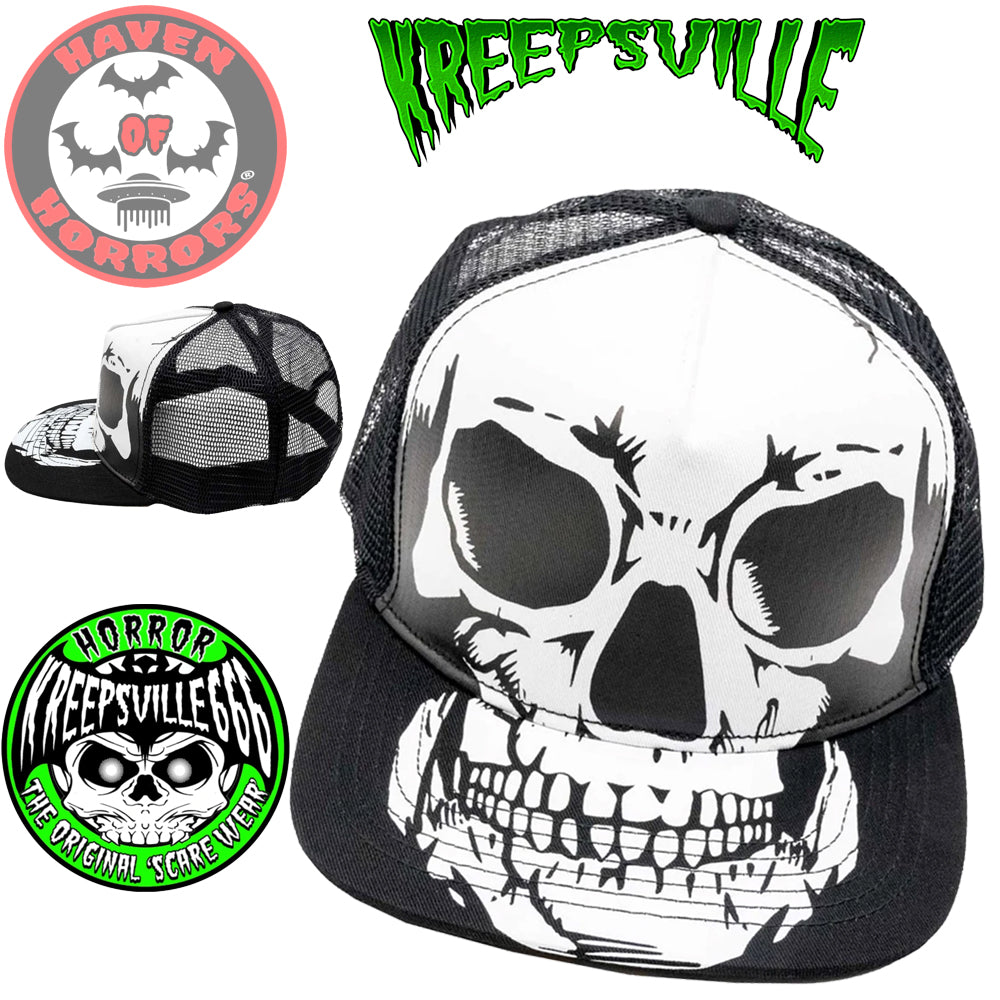 Big Skull White Trucker Hat