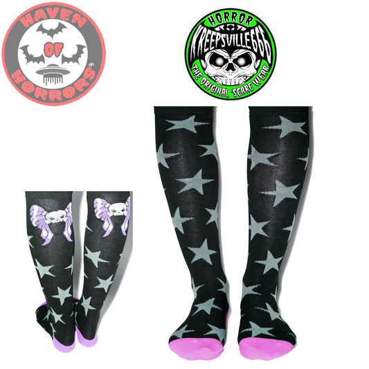Skully Bow Stars Socks